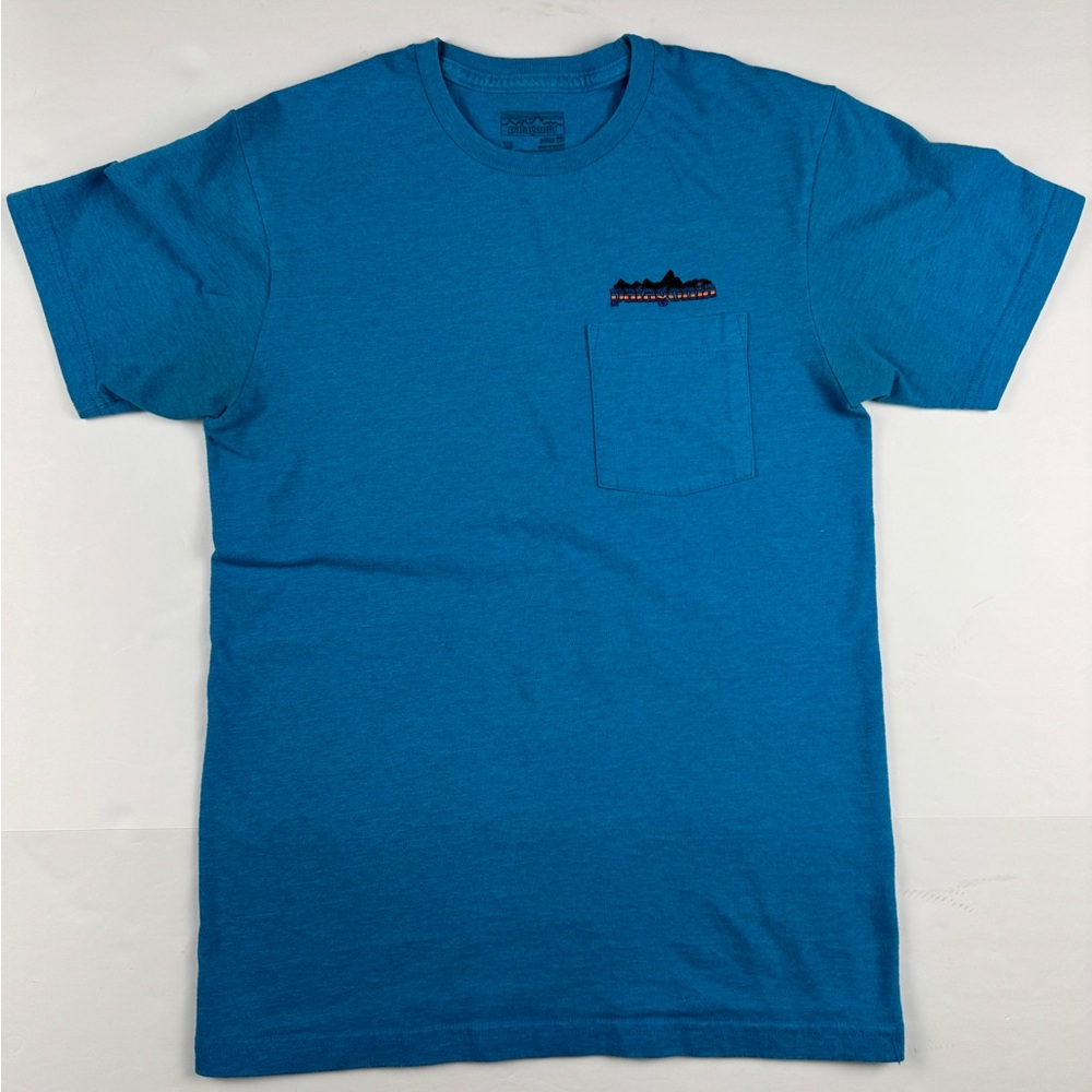 Patagonia Blue Short-Sleeve Pocket Tee with Subtle Logo size XS slim fit